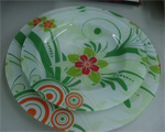 floral shrub fruit and salad serving glass plate