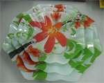 Floral wave day art fruit serving glass plate
