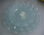 Light green decorative fruit and salad serving glass plate