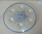 Six eggs decorative old glass tray