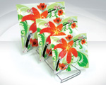 Red flower dream art serving glass plate