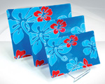 Bule ground red and white art serving glass plate