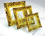 Golden windows art serving glass plate