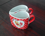 Double heart ceramic coffee mug