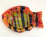 Colorful fish art serving glass plate